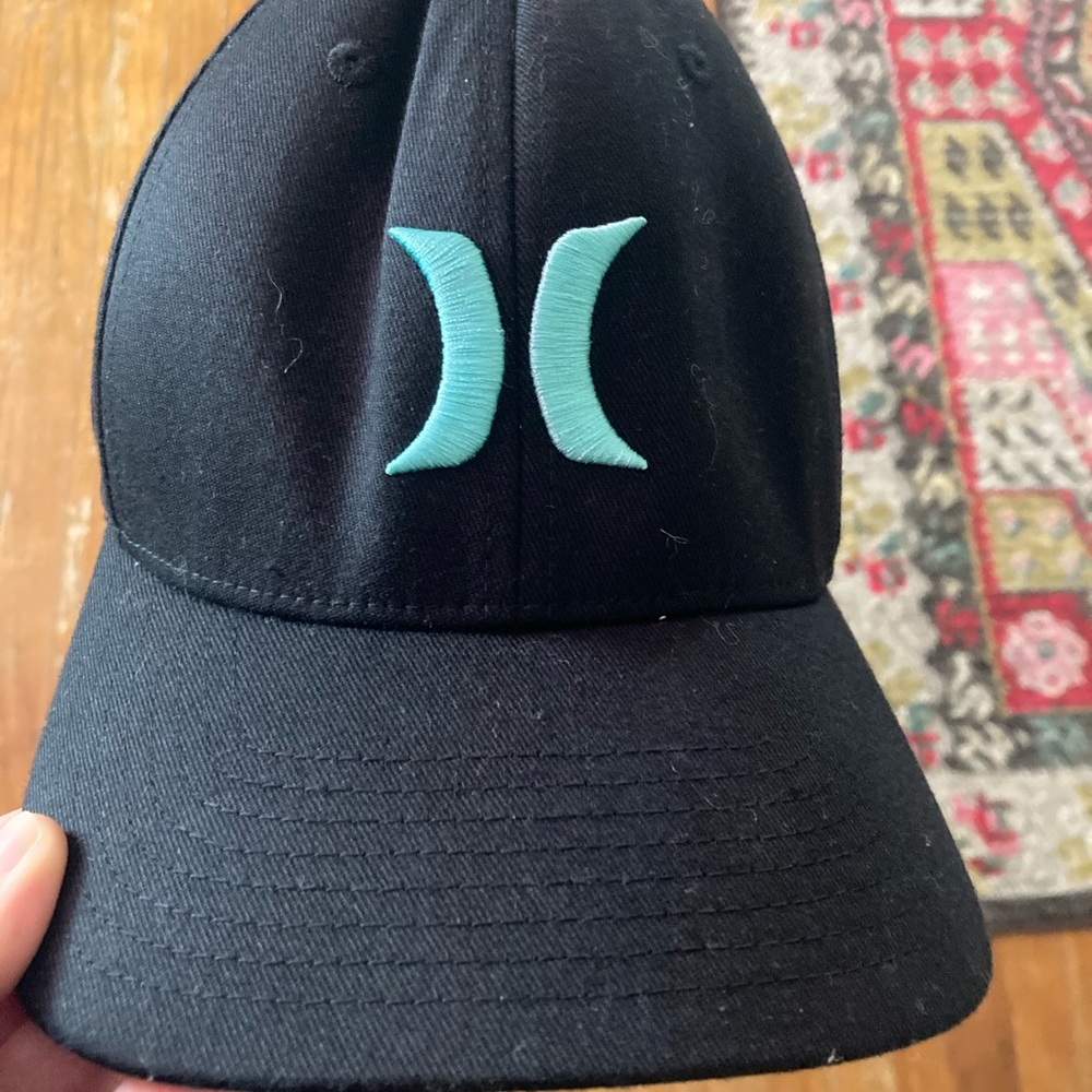 Hurley Hat | Black Baseball Cap with Aqua Detail